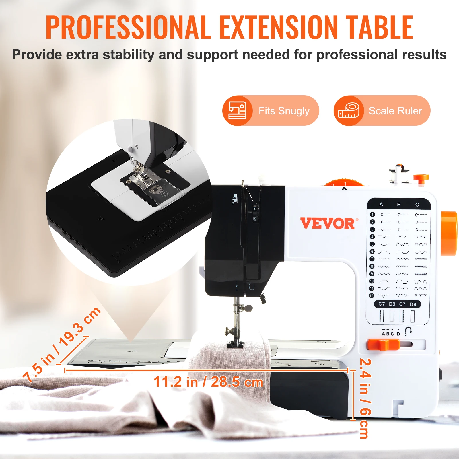 VEVOR Sewing Machine Portable Dual Speed Home DIY 38 Built-in Stitches & Reverse Sewing Pedal Extension Table 42pcs Accessories 4