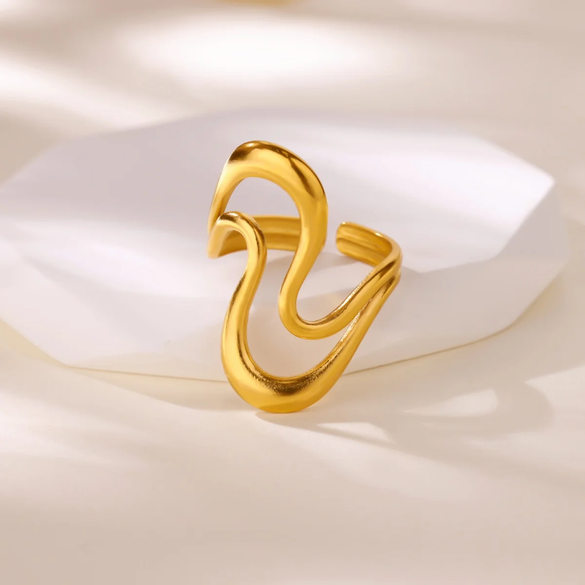 Gold Wave Rings Slim for Women Gold