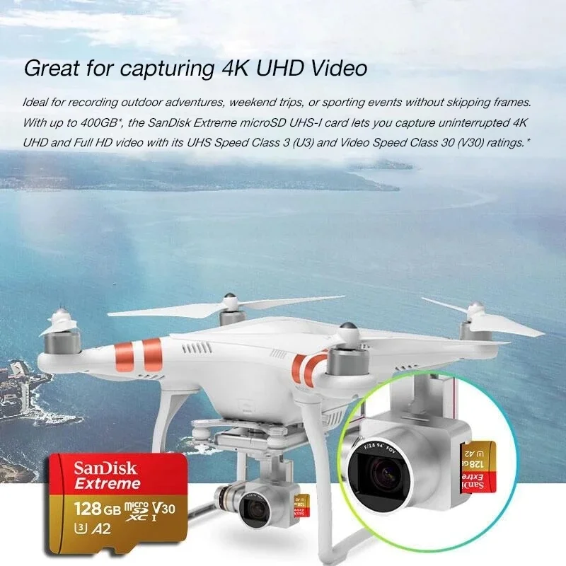 Sandisk- ޸ ī 1 ׶Ʈ, ͽƮ ũ SD ī A2 V30 U3 4K 64GB ÷ TF ޸ ī 128GB 256GB DJI gopro ũ sd