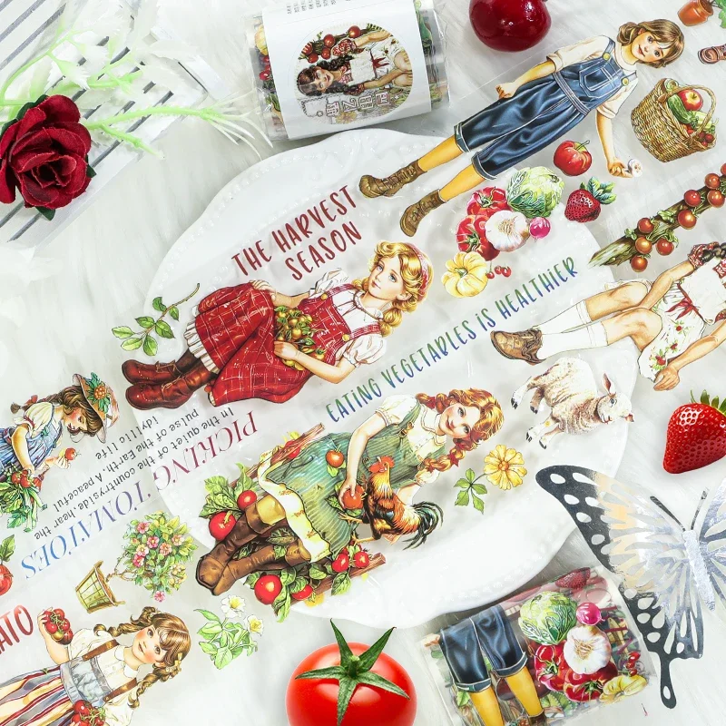 2m/Roll Elegance Girl PET Tape Flower Aesthetic Scrapbooking Sticker Materials Card Making Journal Collage Tape Diary Decoration
