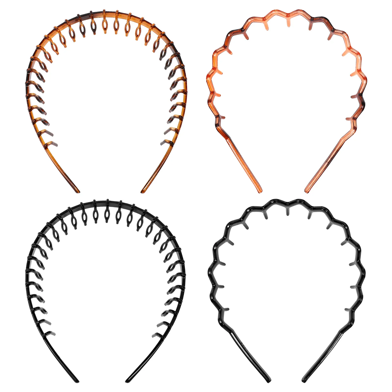 

4pcs Acrylic Hair Bands Face Washing Hair Hoops Toothed Non-slip Hairband Headdress for Women