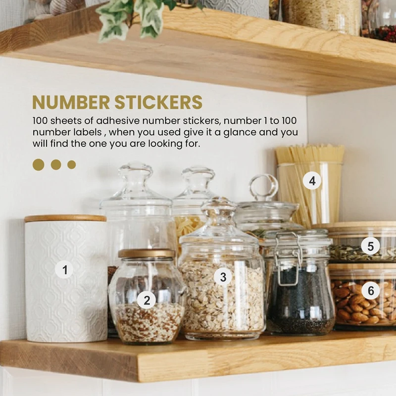 100 Sheets Number Labels Stickers 1-100 Numbers Round Stickers 0.4 Inch Small Self-Adhesive Number Labels For Office - 5