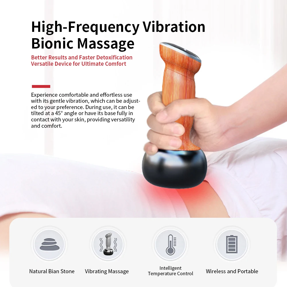 Hot Stone Electric Gua Sha Massager Bian Stone Guasha Tool Skin Scraping Neck Back Face Massage Body Warm Moxibustion Device 4
