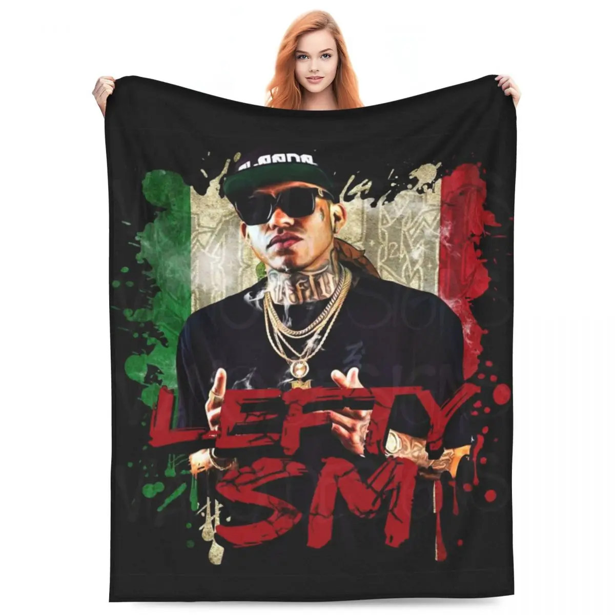 

L-Lefty Sm Flannel Blanket Music Rapper Soft Durable Bedding Throws for Living Room Camping Pattern Bedspread Sofa Bed Cover