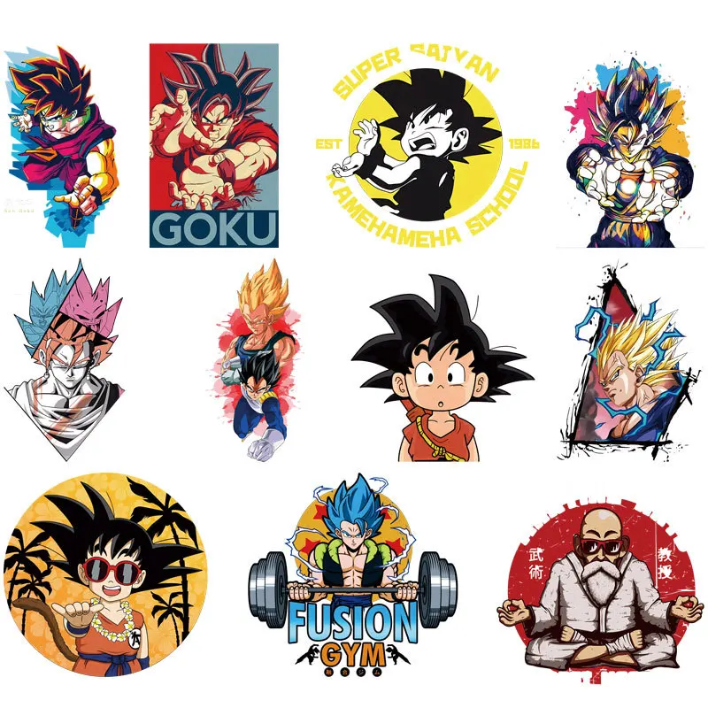 

Cartoon Japanese anime Goku children heat transfer Vinyl washable T-shirt DIY ironing patch on Men's jackets clothes decoration