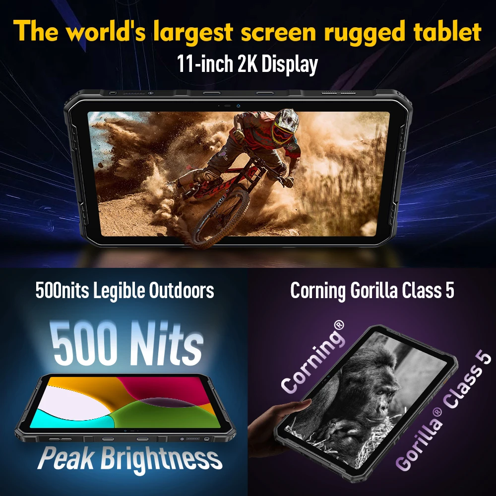 Ulefone Armor Pad 2 Rugged Tablet , 11" 2K , 18600 mAh ,IP68/IP69K Android 13 NFC GPS 4G Tablet Up to 16GB RAM 256GB ROM 3