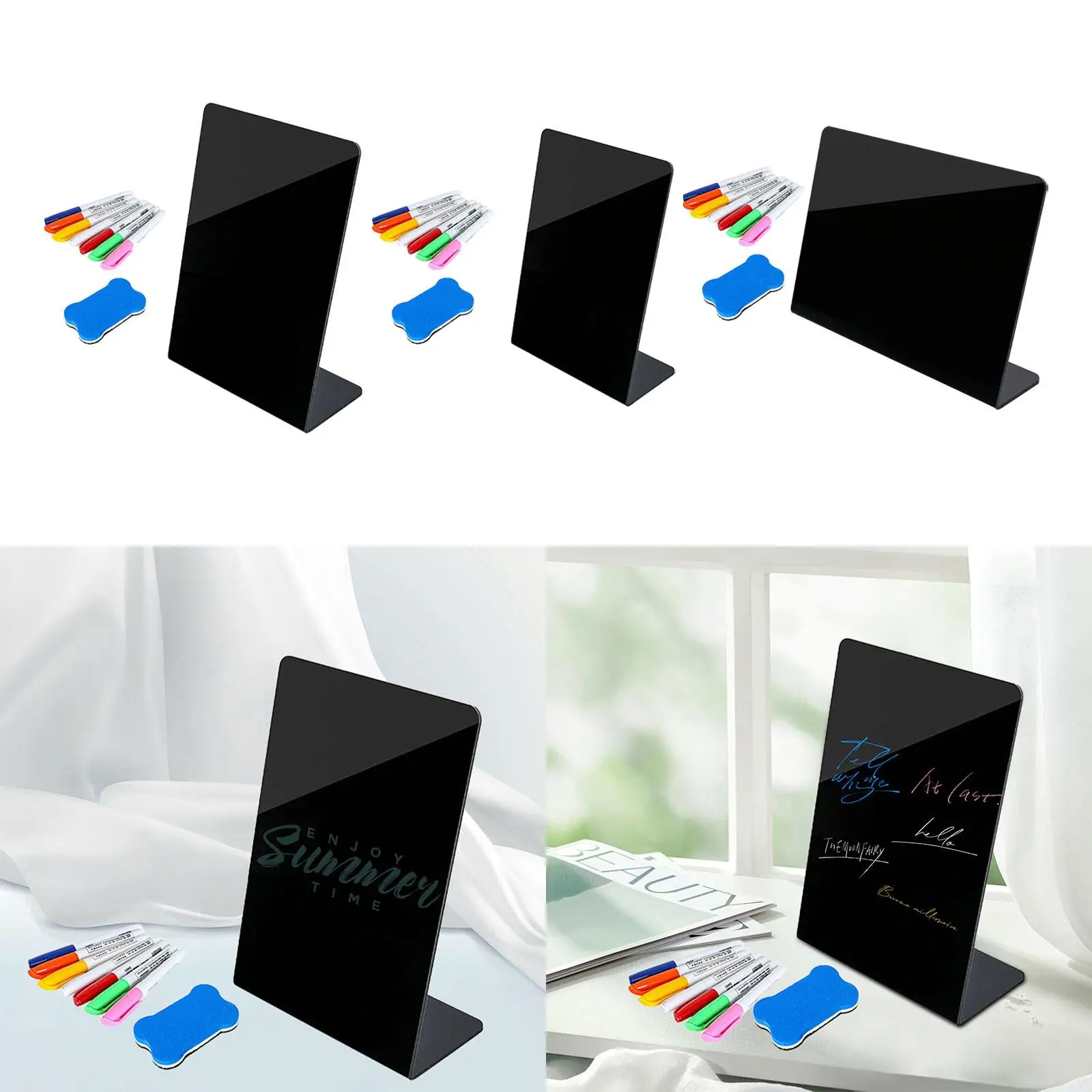 Mini Chalkboard Sign Message Board Sign Decorative L Shaped Small Blackboard Table Sign for Bakery, Store Display, Party