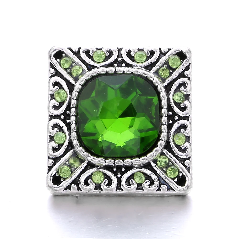 20pcs Square Crystal 18mm Snap Buttons Fit Snaps Bracelet  Necklace DIY Charms Jewelry