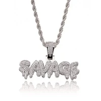 Hip Hop Ice Out Square Crystal S-A-V-A-G-E Letter Pendant Necklace for Men and Women Street One Last Party Trendy Jewelry Gift 6