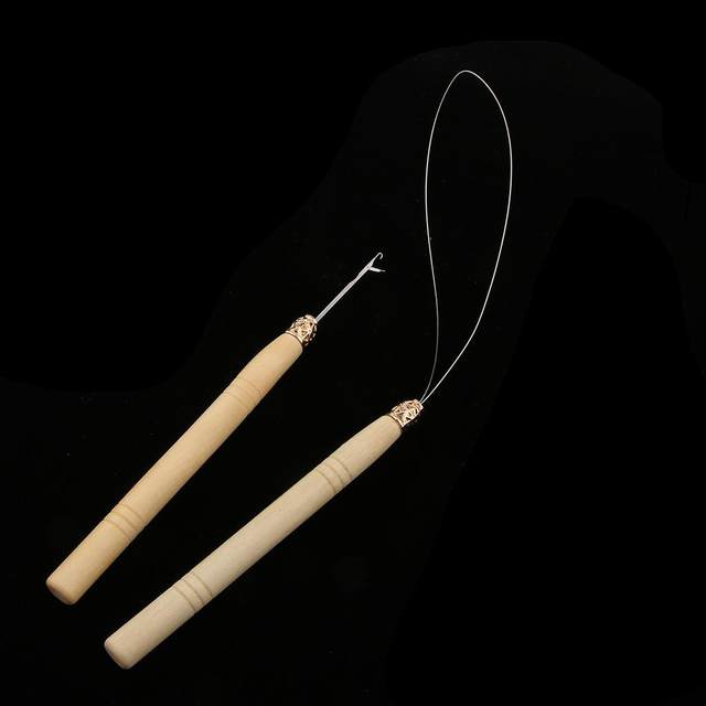 Hair Bun extension Tools Hook Pulling Loop Threader + 500 