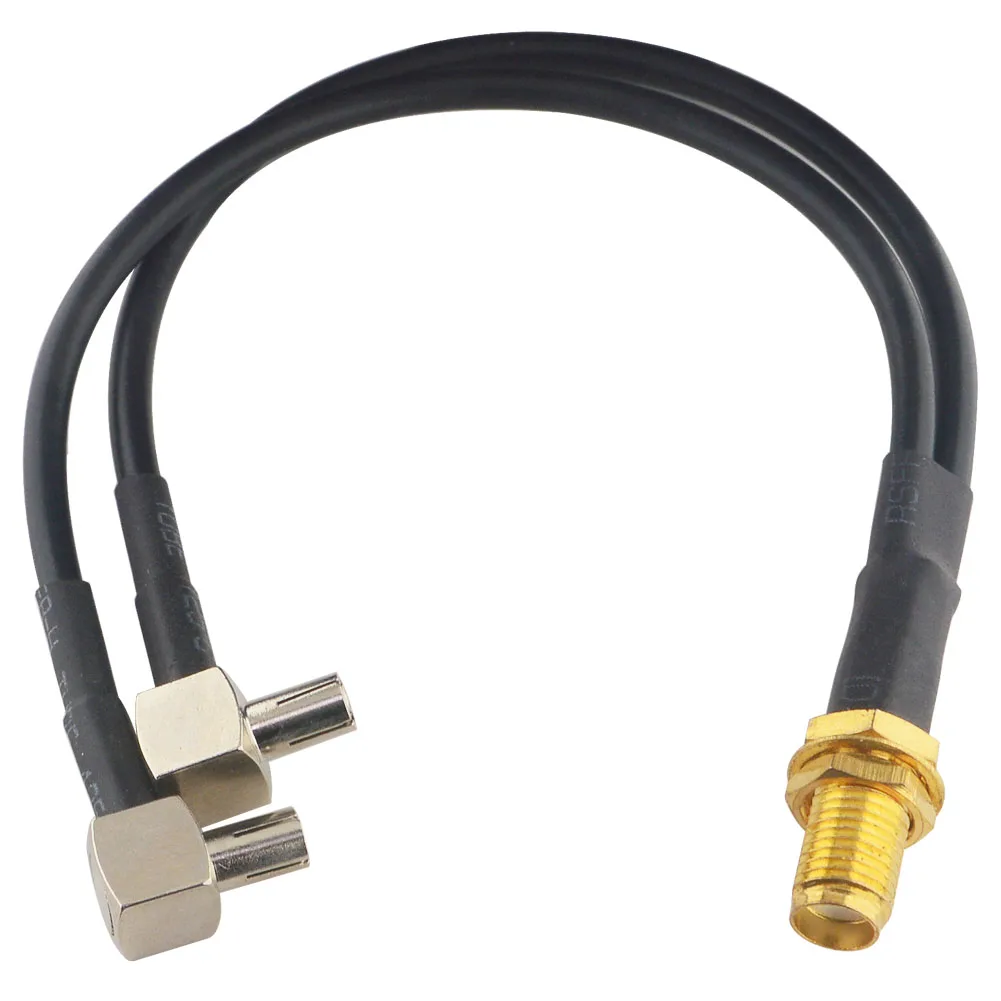 SMA Splitter Cable 4G Antenna Cable SMA Female to Dual TS9 Male 90 Degree Antenna Pigtial RG174 15CM