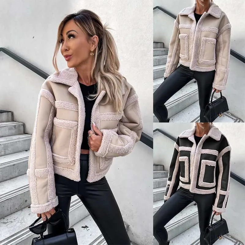 

Wool Coat For Autumn And Winter Women's New Casual Warm Jacket Fur Short Coat Thickened Long Sleeves New Coat Women Clothing