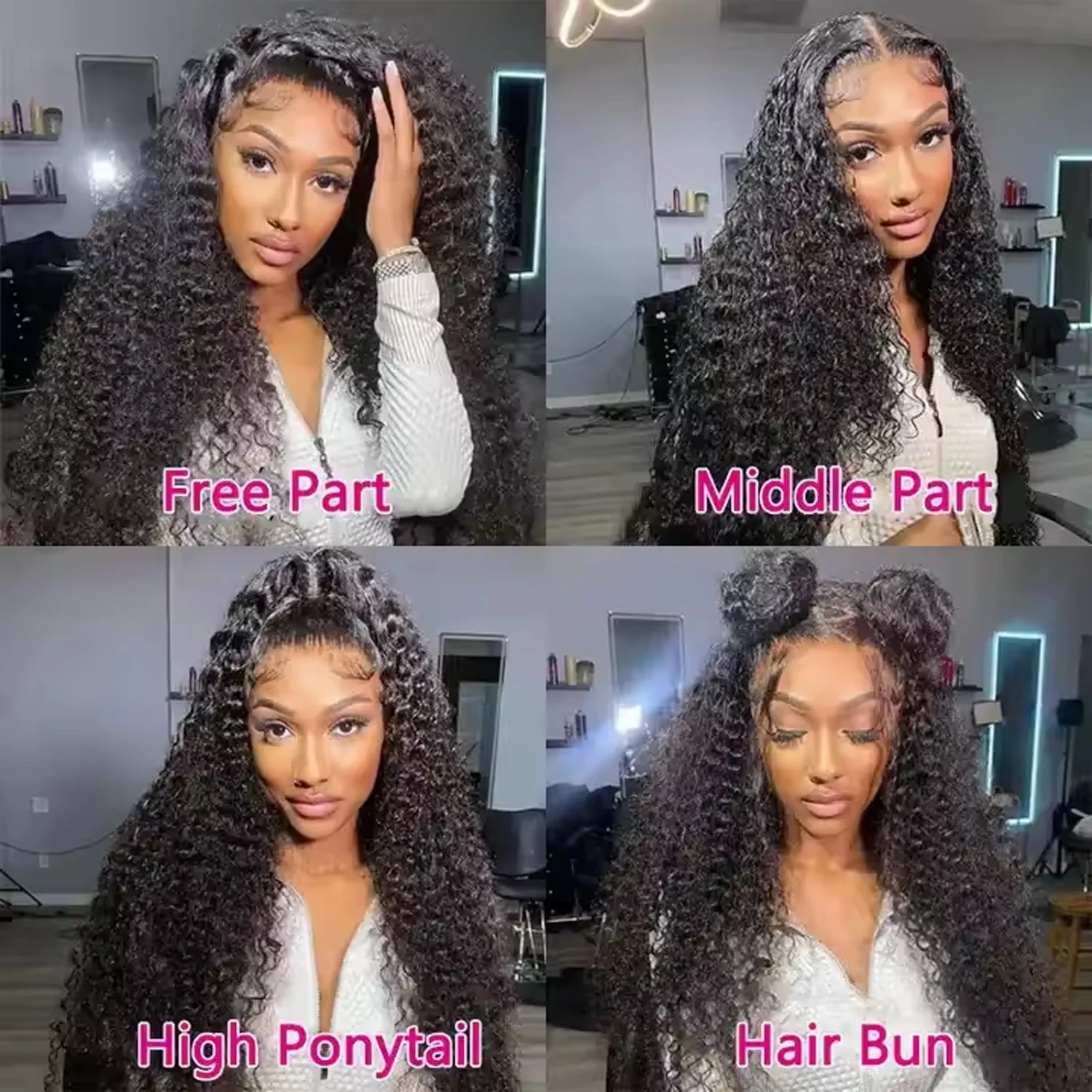 GDYLUXURY 30 Inch Deep Curl Wig Human Hair Double Drawn Deep Water Wave HD Lace Frontal Wig Brazilian Remy for Women 200 Density