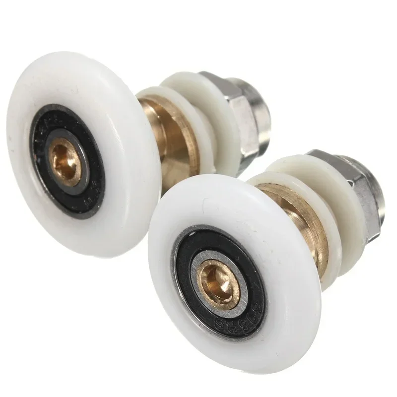 Shower Door Rollers Sliding Door Roller Shower Room Rollers Shower Room Pulley Sliding Door Pulley 4pcs 23/25/27mm Replacement Brass Bathroom Shower Door Roller Runner Glass Sliding Door Wheel Pulley