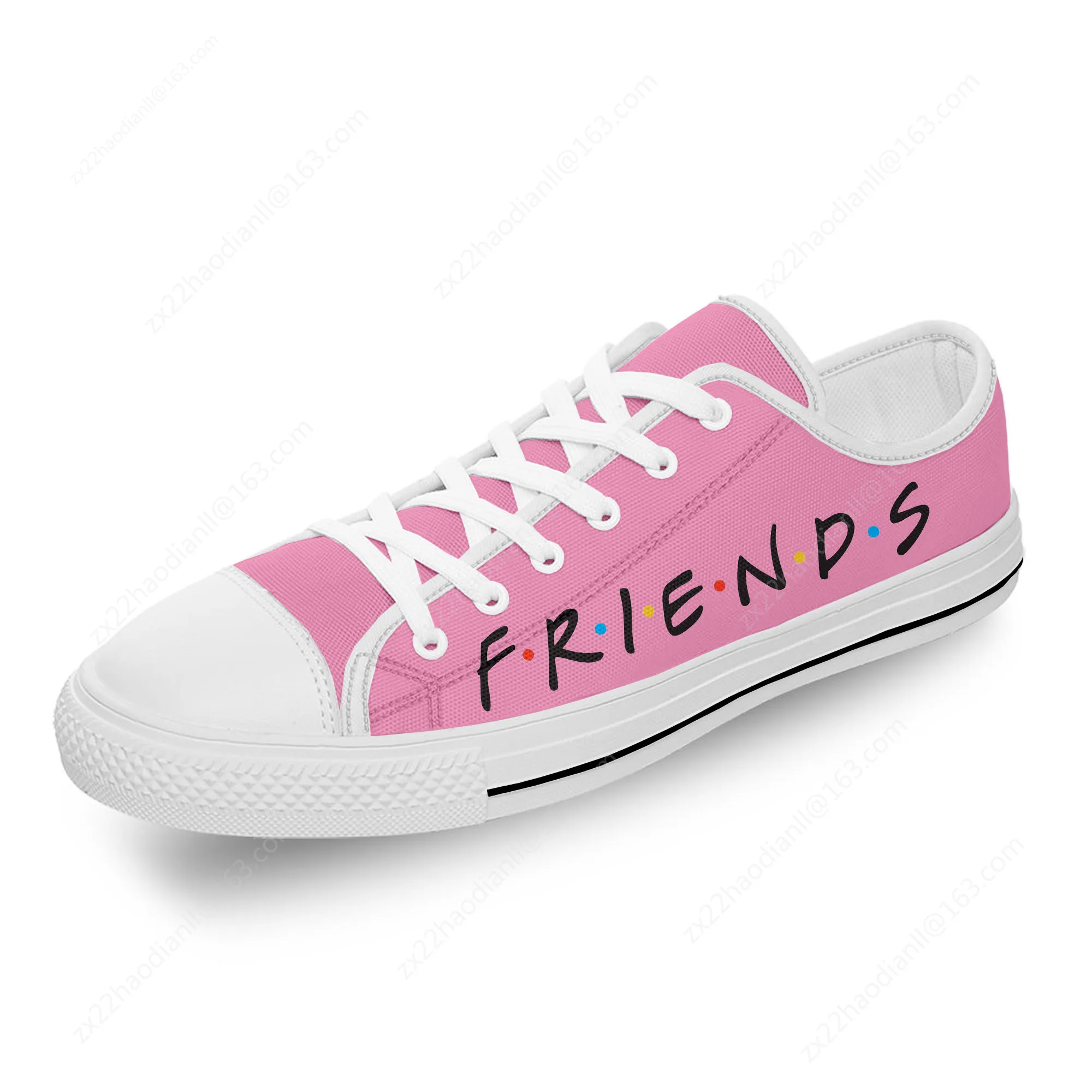 Friends TV Show Anime Cartoon White Cloth 3D Print Low Top Canvas Fashion Shoes Men Women Lightweight Breathable Sneakers