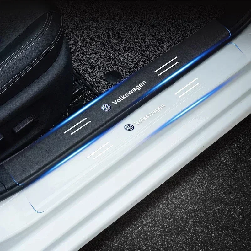 폭스바겐 골프 4 5 6 7 R GTI TSI TDI R32 MK4 폴로 시로코용 4개 자동차 도어 스커프 프로텍터 투명 장식 배지 스티커