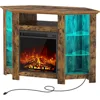 Fireplace Corner TV Stand, 47 Inch TV Stand with Power Outlets and LED Lights, Rustic TV Console, Entertainment Center Living 6