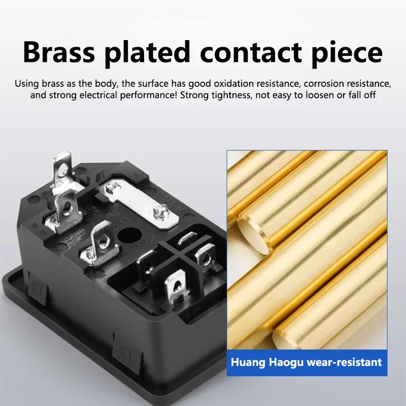 LED Rocker Switch 5PCS 3 Pin 10A 250V Computer Mount Outlet IEC320 C14 Electrical Power Socket Brass Fuse Inlet Plug Connector
