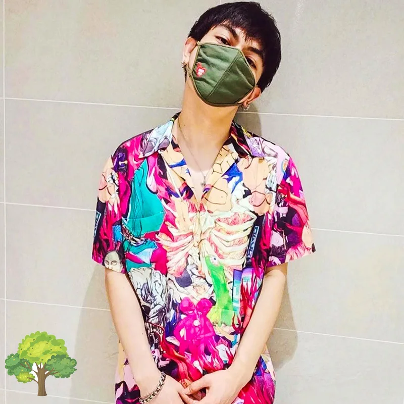 

Japanese Craft WACKO MARIA Nylon Poplin Fabric Shirt High Quality Men and Women Graffiti Hawaiian Shirt