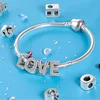 Silver 925 Charms Original Fit 3mm Original Bracele Silver Classic 26 Letters Beads Diy Charm For Women Jewelry 5