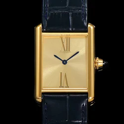 Gold steel case sapphire crystal glass mirror cowhide strap quartz watch 2024 Women's new watch Fashion luxury watch