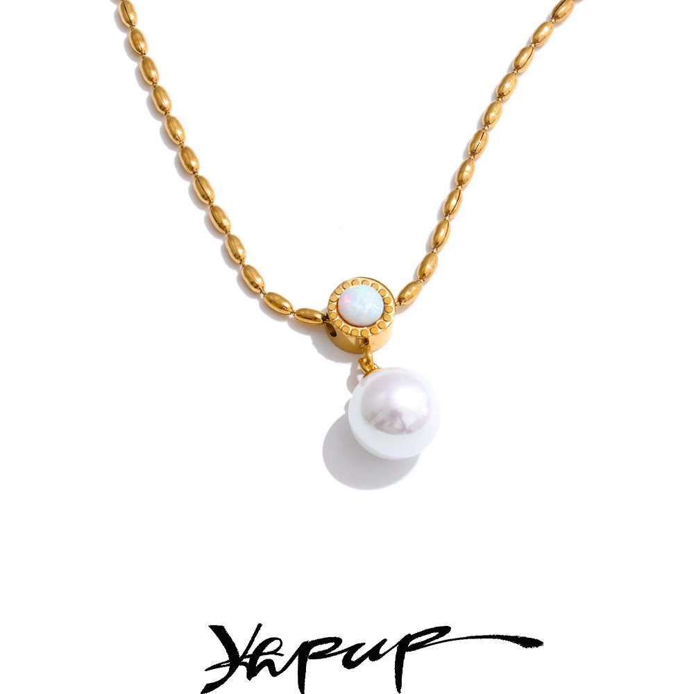 Yhpup Pendant Necklace Shell Stainless Steel