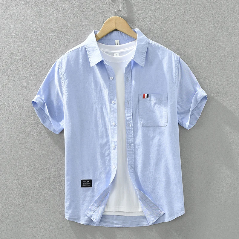 White Short Sleeve Shirt for Men Summer Loose Casual Shirt Mens Clothing