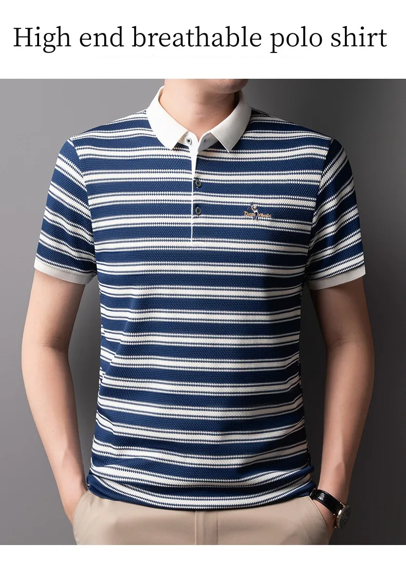 Light luxury striped color blocked short sleeve polo shirt men fashion luxury brand exquisite embroidery summer casual T-shirt 11 Sb6474686e4e5465e877a3695273d140a7
