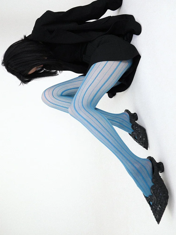 

Summer Pantyhose Cool Spice Sexy Fine Look Tights Trend Sheer Y2K Mesh Breathable Slim Thin Striped Girls Lolita