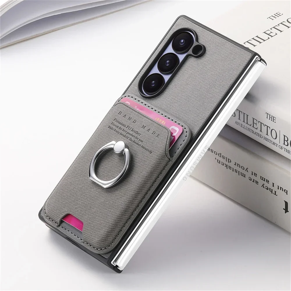 Detachable Magnetic Leather Wallet with Card Holder and Bracket Cover