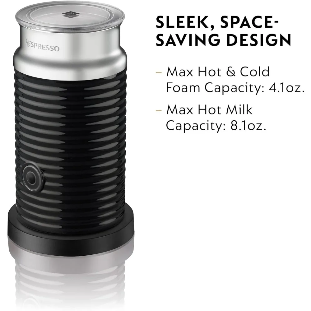 Milk Frother, makes hot milk foam, hot milk, or cold froth, One Size, electric, one touch operation, Black 4