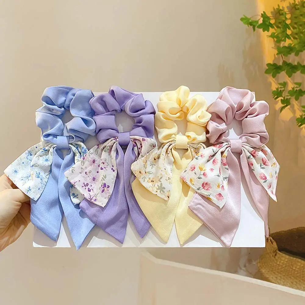 

Женская резинка для волос с цветочным принтом, эластичная резинка для волос в Корейском стиле