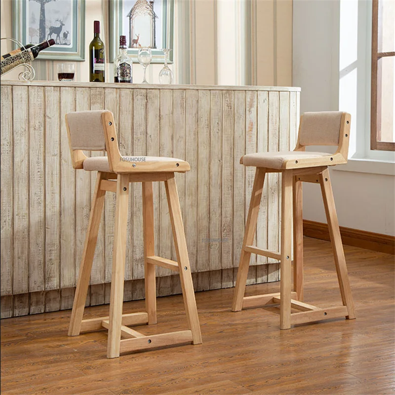 NordicSolidWoodBarChairssimpleBarStoolsforKitchenislandHome