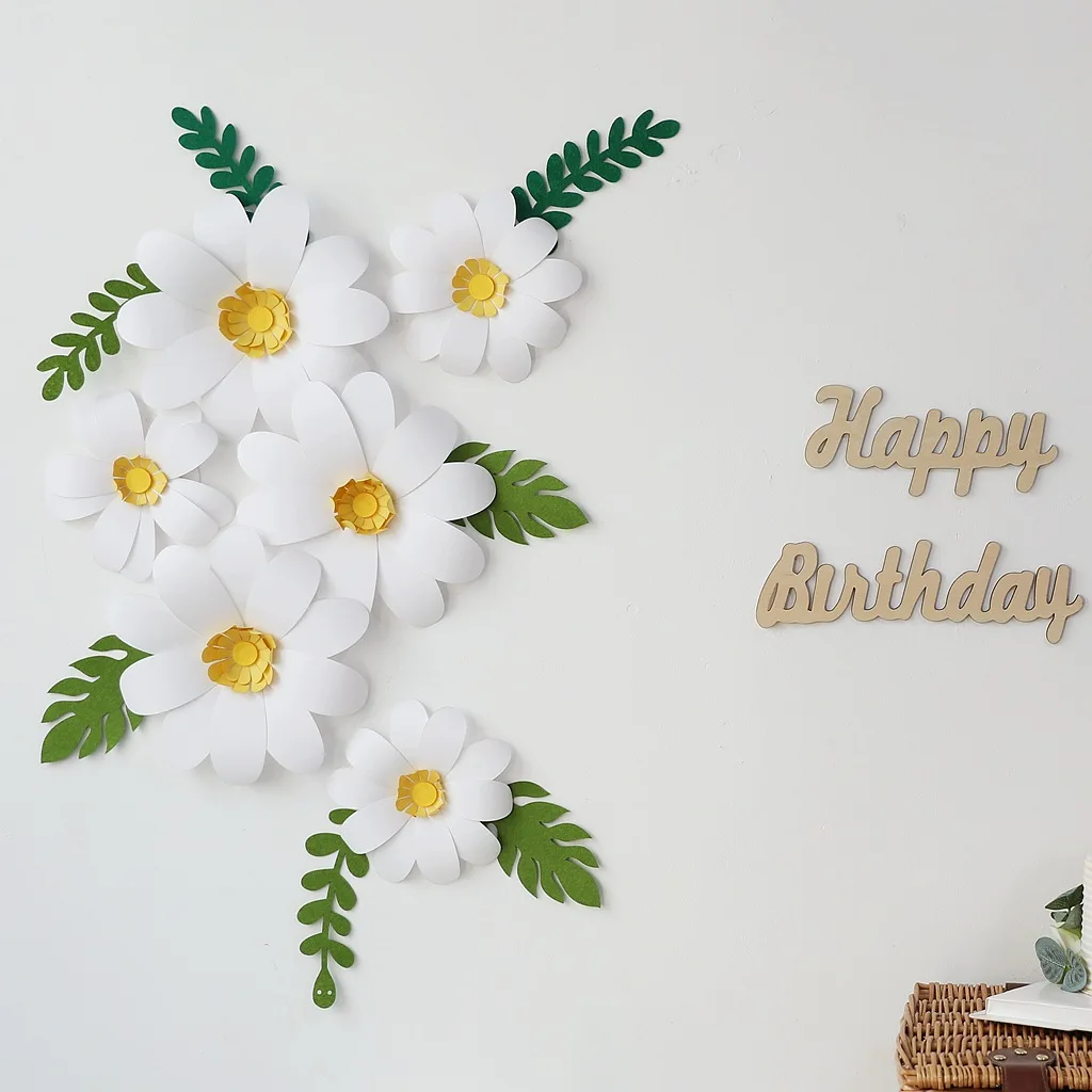 DIY Paper Flower Kit Sunflower White Daisy Birthday Bridal Baby Shower  Wedding 100 Days Party Flower Photo Backdrops Decoration - AliExpress