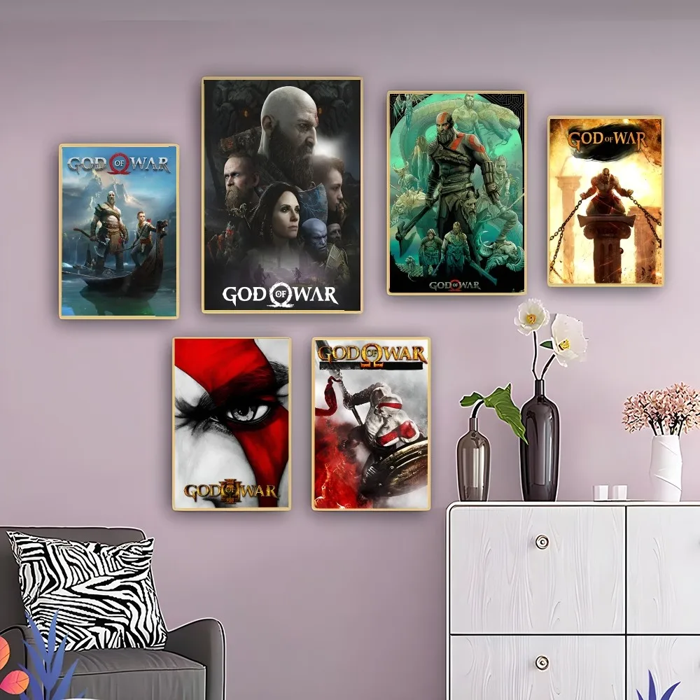 God Of War Ragnarok Inspired Poster Poster Artistico Autoadesivo Retro Kraft Paper Sticker Diy Room Bar Cafe Vintage Decorativo