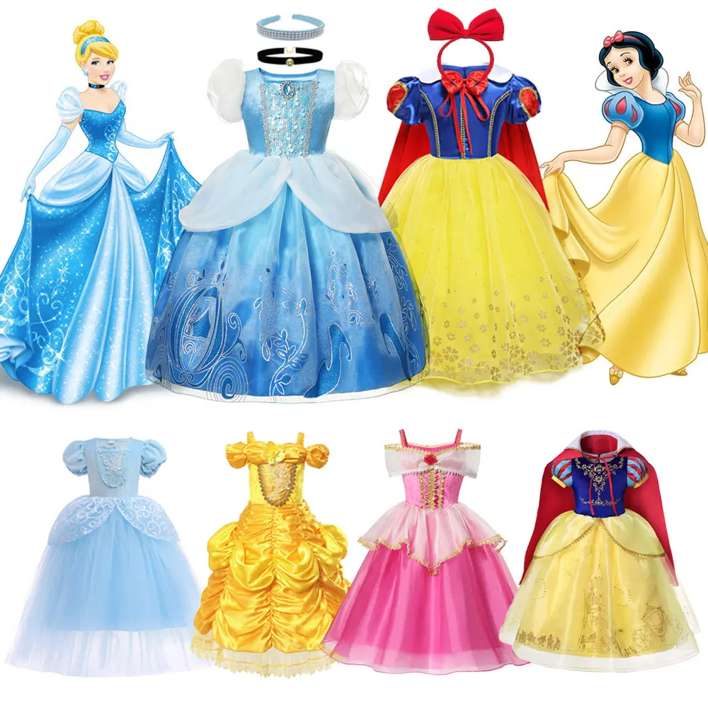 Robe De Princesse Disney Pour Filles, Costume De Cosplay Cendrillon