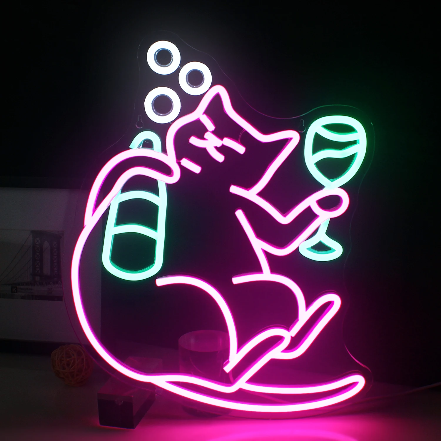 

Drinking Cat Neon Sign Funny Design Logo For Bar Wall Lamp Decor Dimmable LED Lights Home Bars Light Up Signs Party Decoration