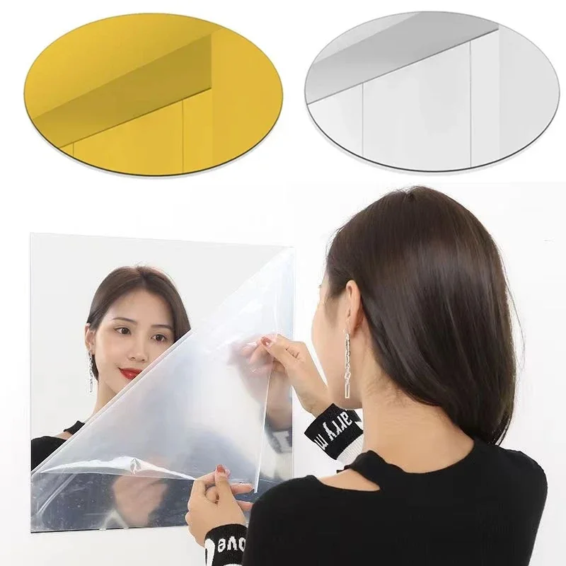Elliptic HD Anti Fog Wall Mirror Sticker Self Adhesive Shatterproof Acrylic Non-Glass Safety Mirror Sheets for Home Decor