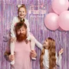 Pink Tinsel Curtain Party Backdrop - GREATRIL Glitter Foil Fringe Curtain Lilac Pink Party Decor Streamers for Birthday 3