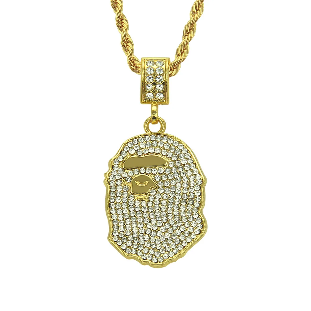 

New Necklace Hip-hop Ape Necklace European and American fashion personality full diamond pendant ornaments