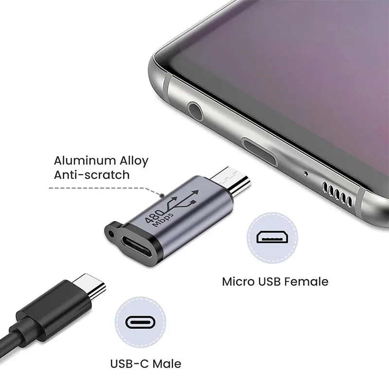 Compact Micro USB to Mini USB Adapter - Female to Male Charging & Data Connector