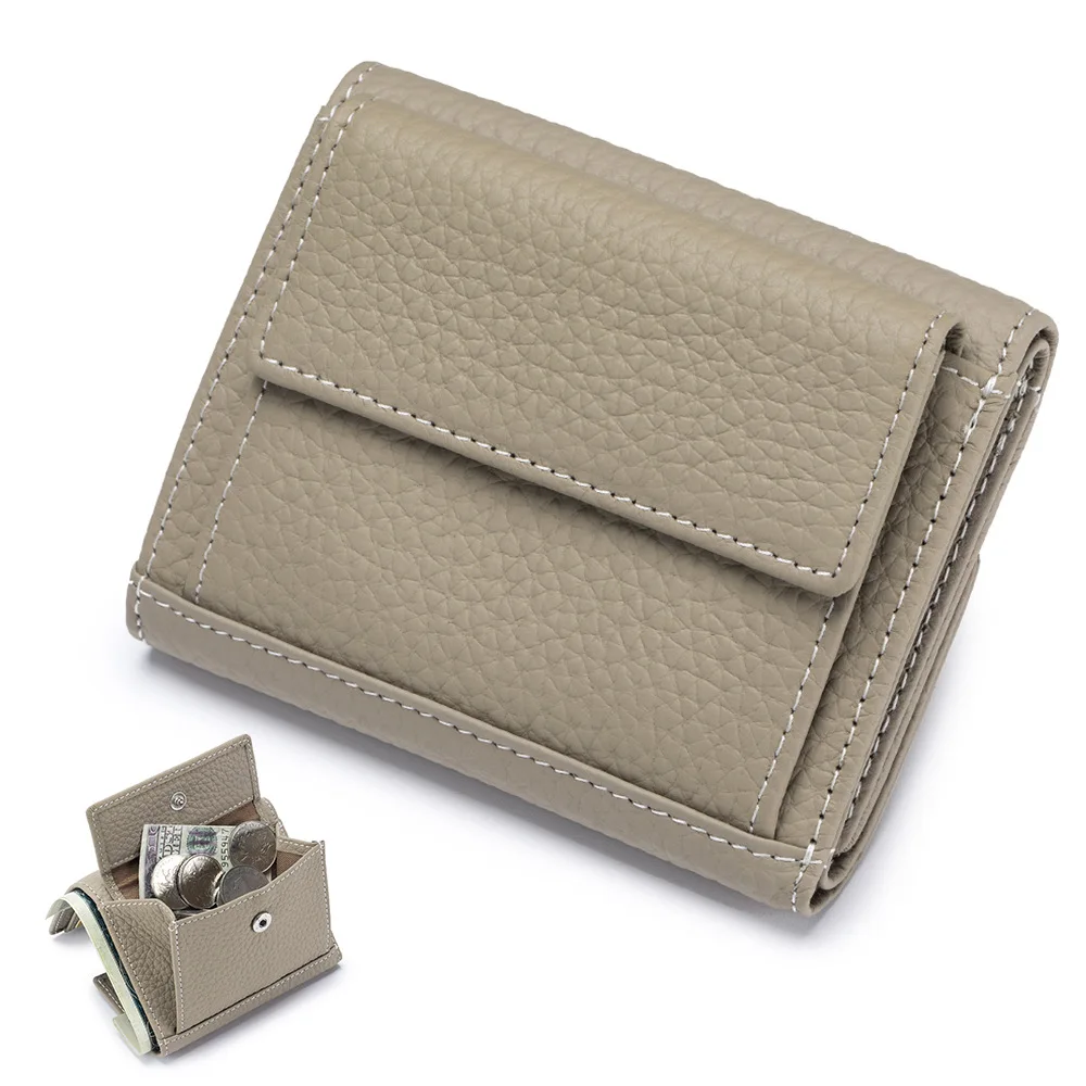 

Mini Wallet Women Short Ladies Genuine Leather Purse Thin First Layer Cowhide Card Holder Money Bag
