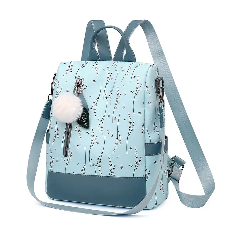 Mochila de poliéster para adolescentes, Mochilas escolares para mulheres, Mochilas estampadas com flores, Bolsa casual para senhoras, Moda feminina