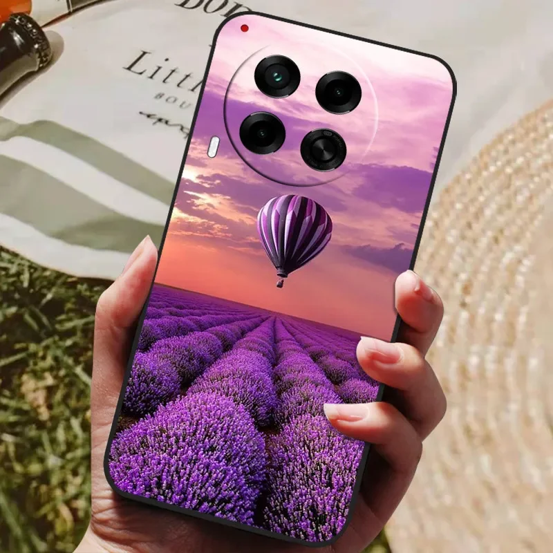 Stylish Painted Silicone TPU Soft Phone Case - Black Protective Shell
