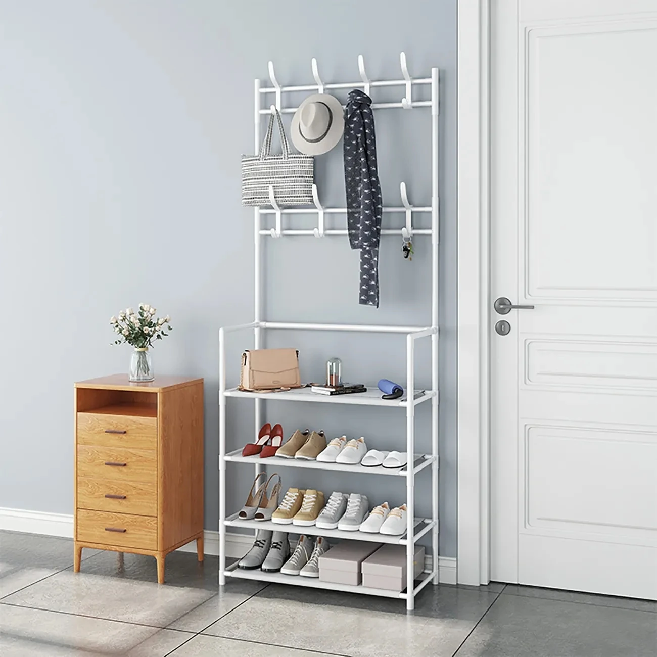 Floor Coat Rack Shoe Rack and Hat Wardrobe Household Integrated Shoe and Hat Hanger Home Furniture shoe and hat racks