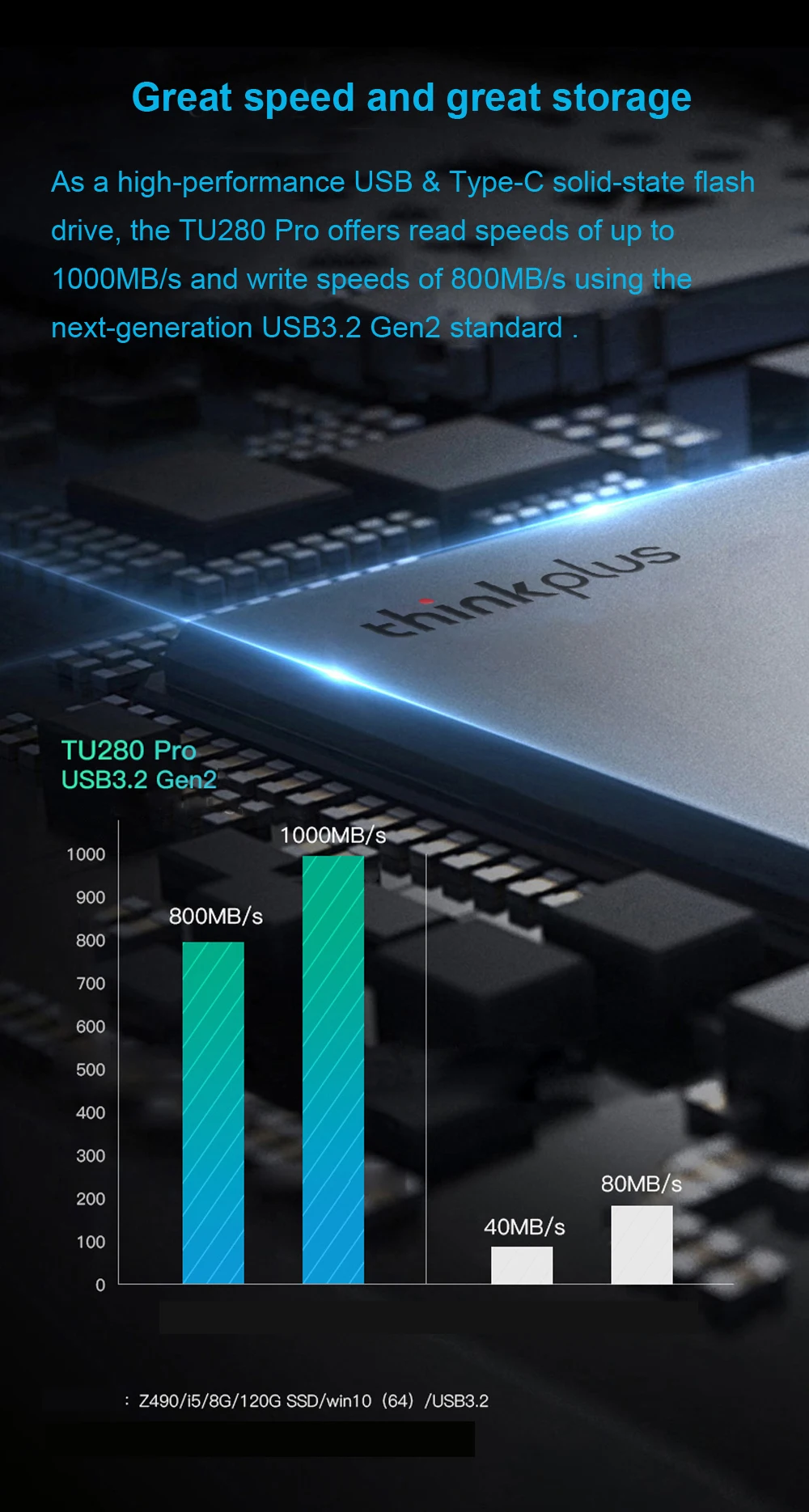 Lenovo-Thinkplus, Estado Sólido, Disco U, Pen Drive,
