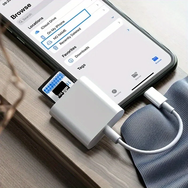 For iPhone Card Reader Memory Card Adapter for iphone 14 13 12 8Pin To SD TF Camera Card Reader Data Converter OTG Data Cable — view 3