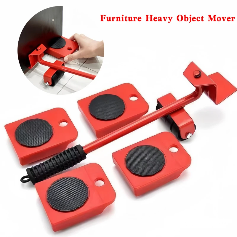 Furniture Lifter Set Of 5 3.9"x3.07" Furniture Slides Kit Move Roller Tools 360 Degree Rotatable Pads Easily Rede