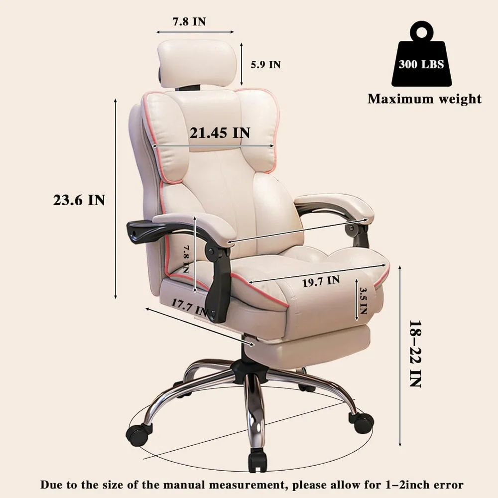 Computer Office Chair, Heightened Executive Chair, Ergonomic High Back Chair, White 2