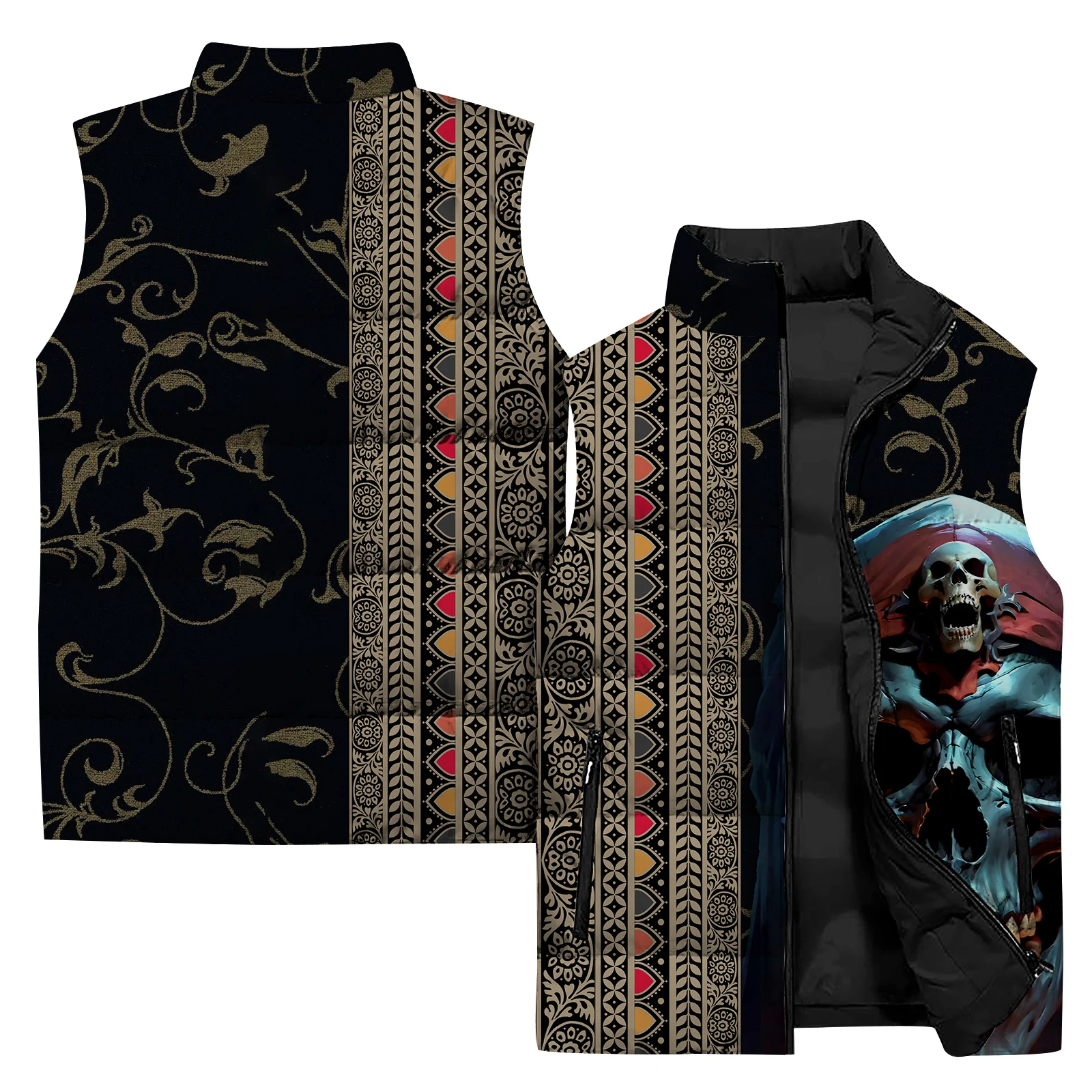 thumbnail image 1 of Chaleco calefactor de esqueleto para hombre, chaquetas de invierno ligeras para hombre, chaquetas de plumón de moda para hombre 2024, chaleco de viento frío cálido y asequible y fresco con calavera, 1 of 5